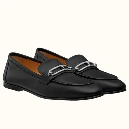 Hermes Men's Colette Loafers In Noir Calfskin - HM045 Hermes Men's Colette Loafers In Noir Calfskin