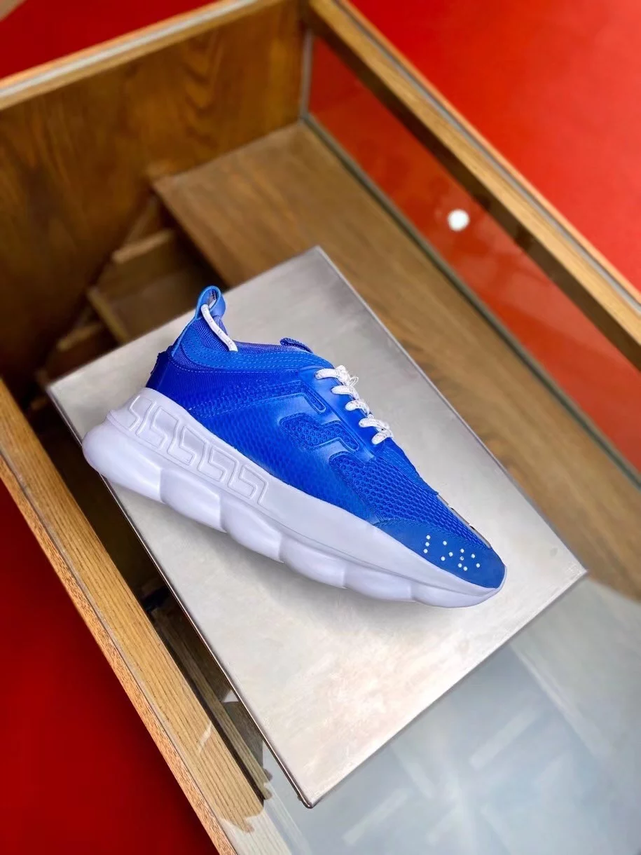 VERSACE WOMEN'S CHAIN REACTION SNEAKERS IN BLUE MESH - VSS026