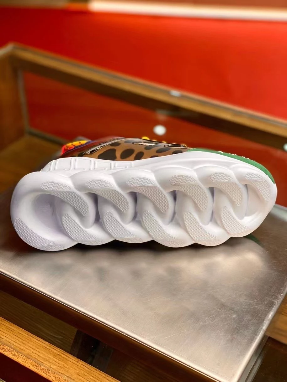 VERSACE WOMEN'S MULTICOLOUR CHAIN REACTION SNEAKERS WITH LEOPARD PRINT - VSS028