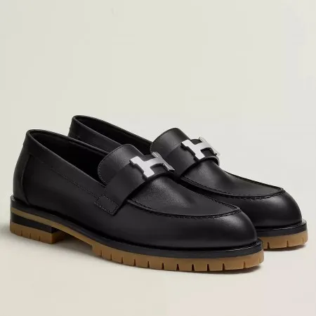 Hermes Women's Faubourg Loafers in Black Leather - HM076 Hermes Women's Faubourg Loafers in Black Leather