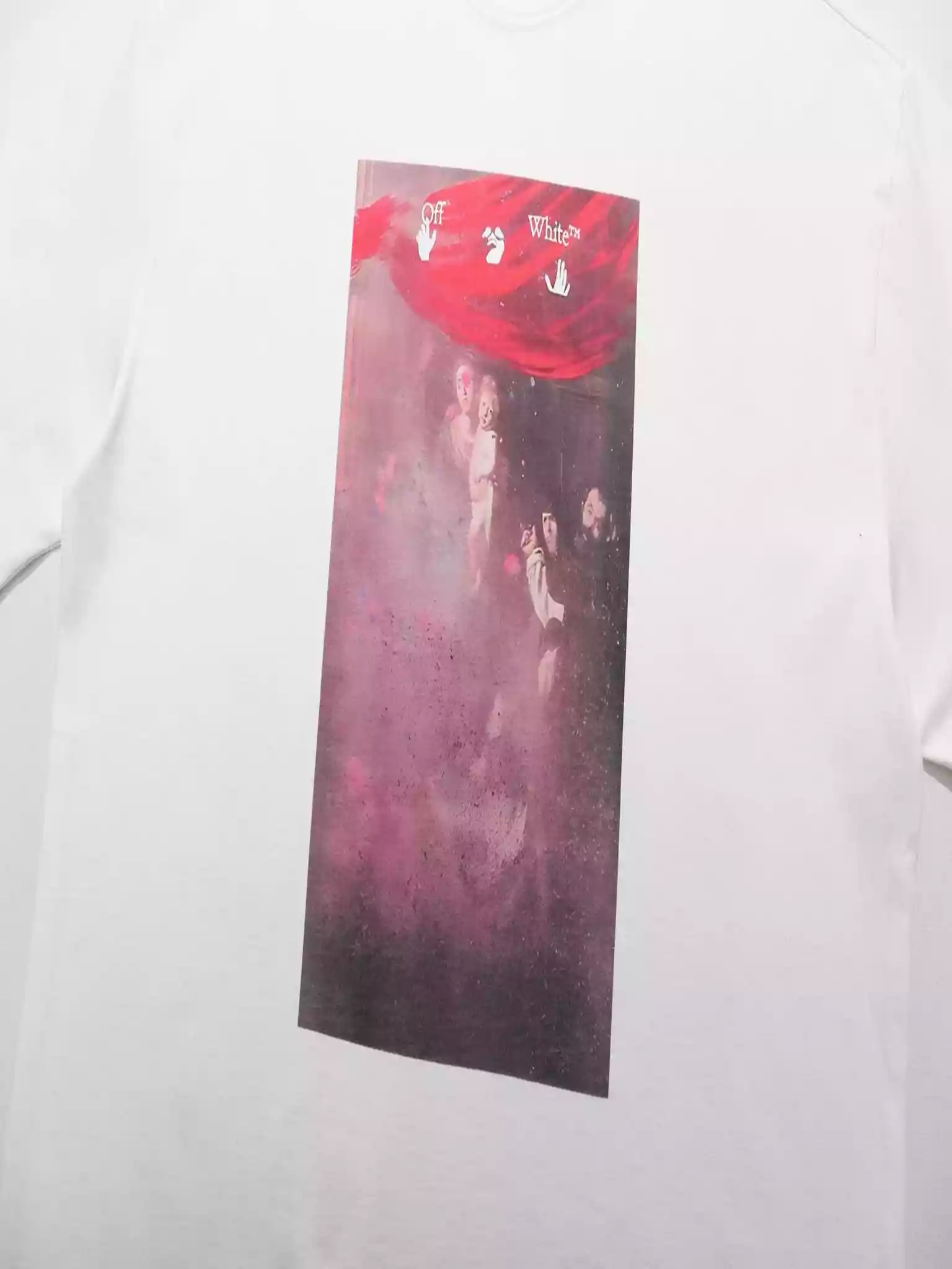 Off-White Sprayed Caravaggio Slim T-Shirt In White - OWS011 Off-White Sprayed Caravaggio Slim T-Shirt In White