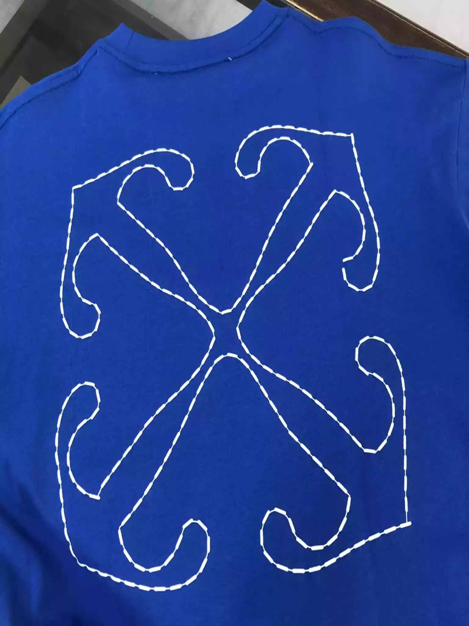 Off-White Blue Logo Stitch T-shirt - OWS030 Off-White Blue Logo Stitch T-shirt