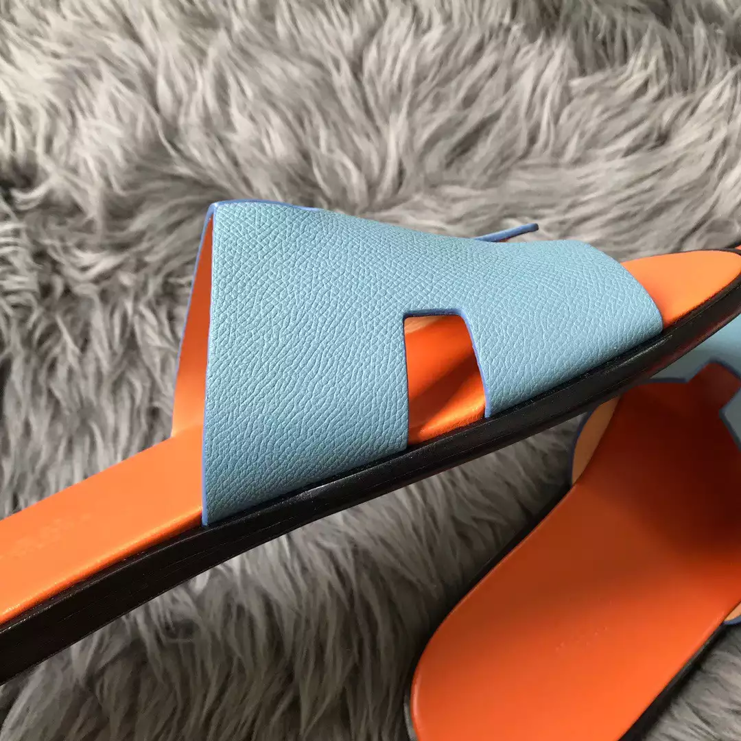 HERMES MEN'S IZMIR SANDALS IN BLUE EPSOM CALFSKIN - HMSD023