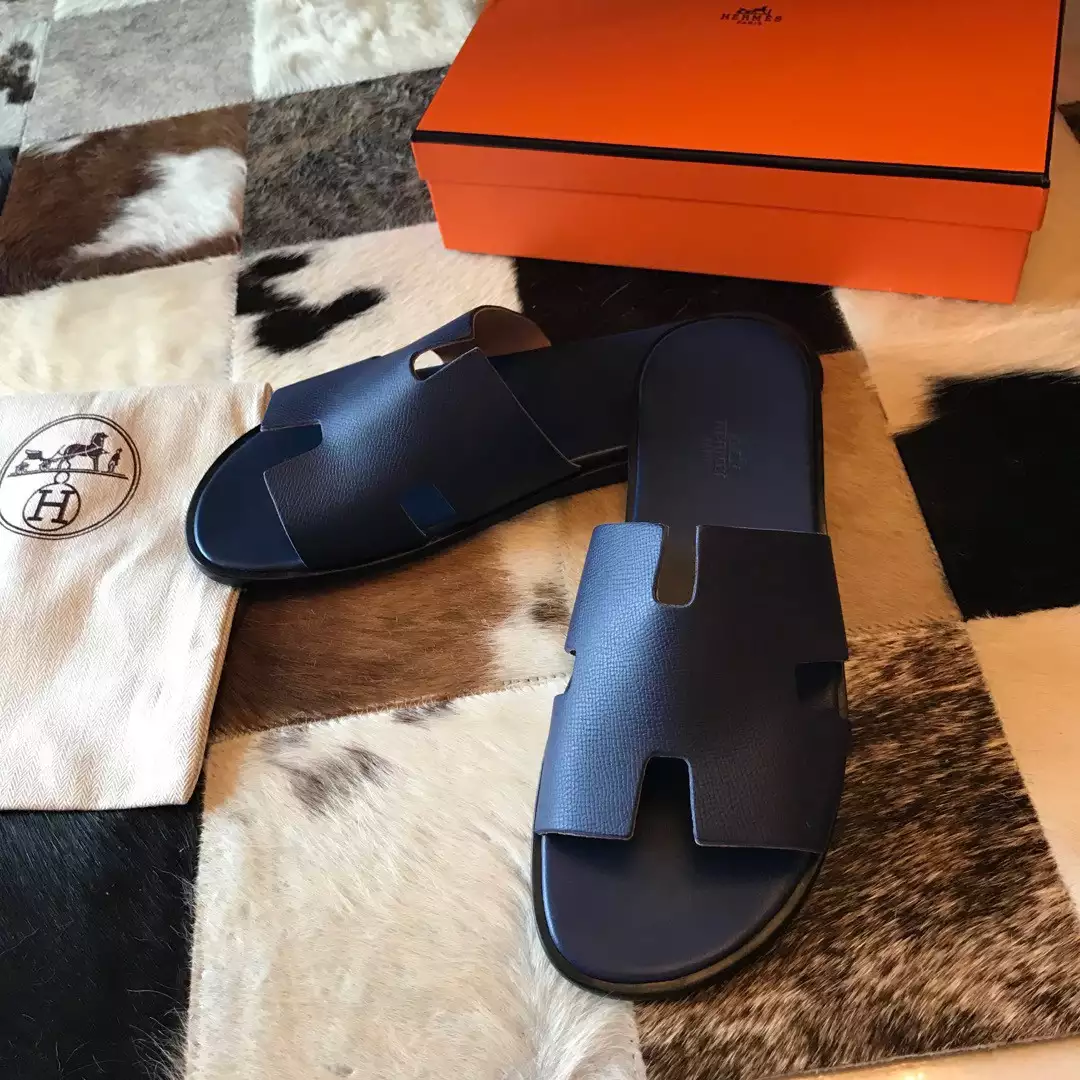 HERMES MEN'S IZMIR SANDALS IN BLUE SAPHIR EPSOM CALFSKIN - HMSD024
