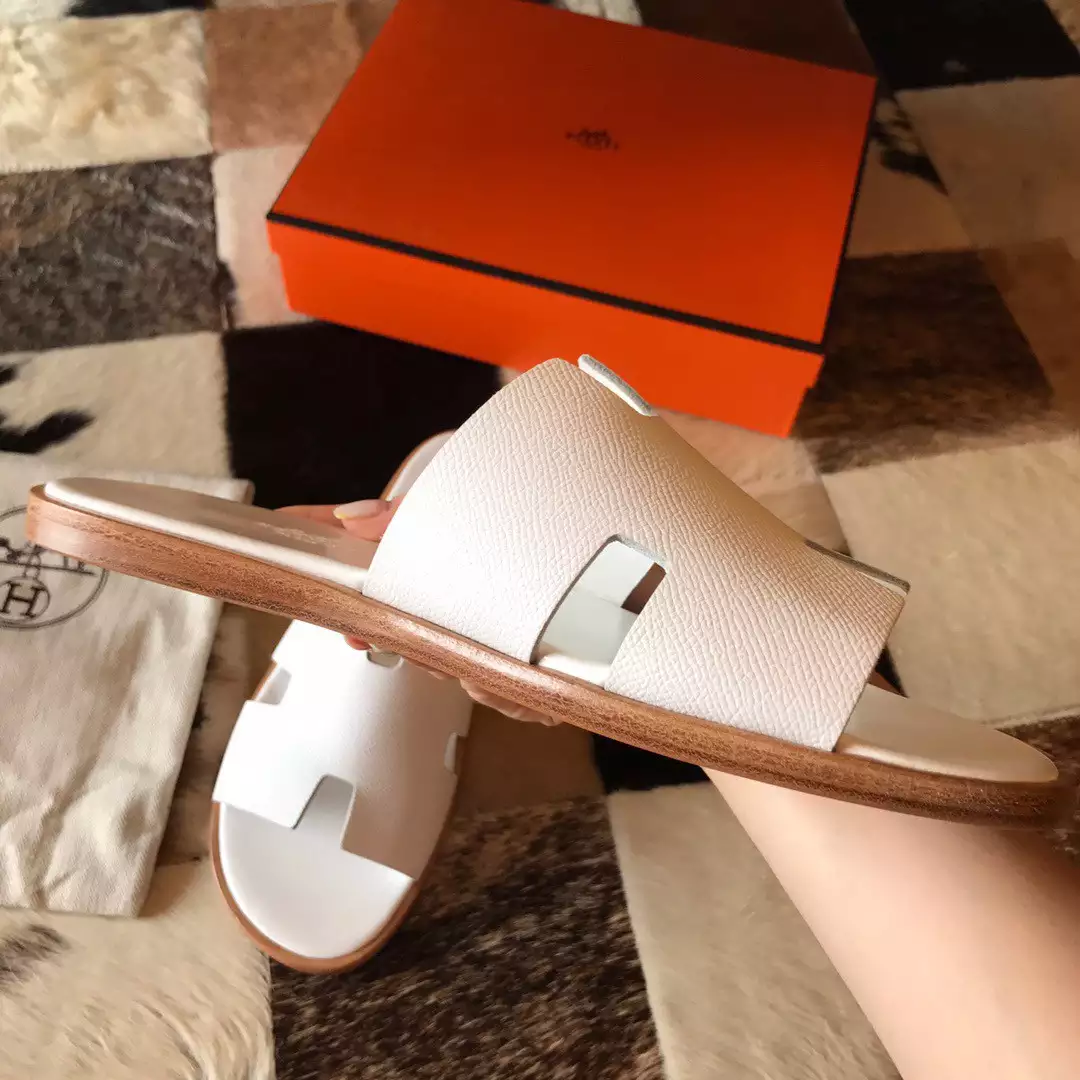 HERMES MEN'S IZMIR SANDALS IN WHITE EPSOM CALFSKIN - HMSD020