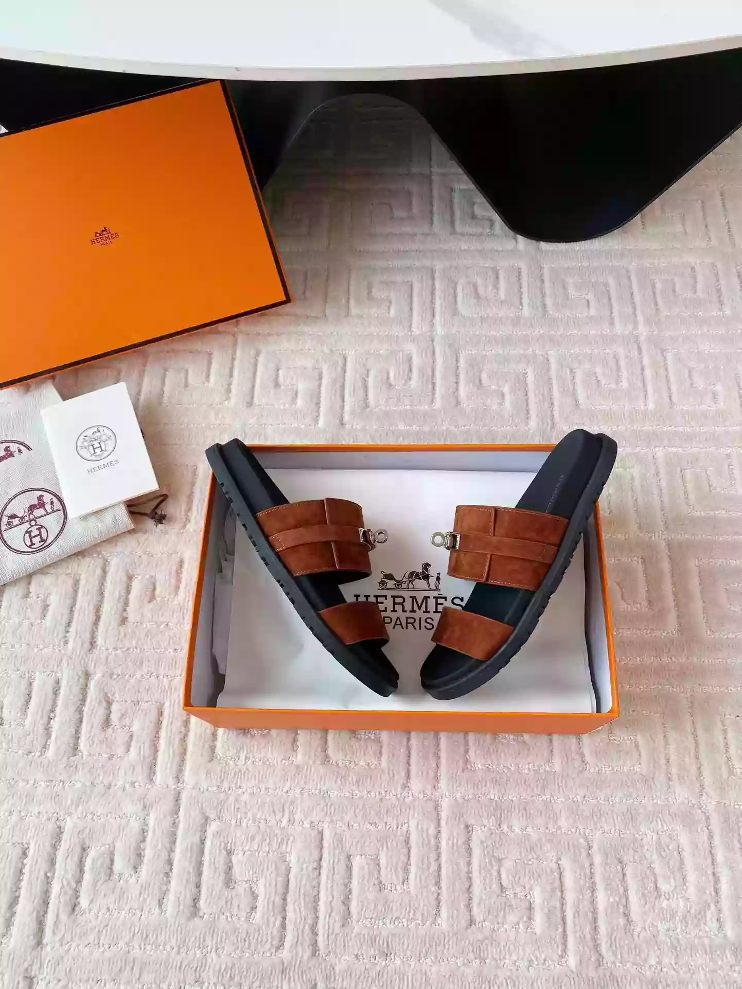 HERMES MEN'S JACKSON SANDAL IN BROWN SUEDE LEATHER - HMSD041