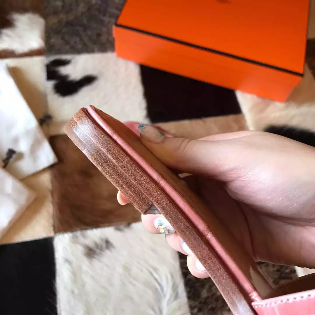 HERMES ORAN SLIDE SANDALS IN PINK SHINY NILOTICUS CROCODILE SKIN - HMSD053