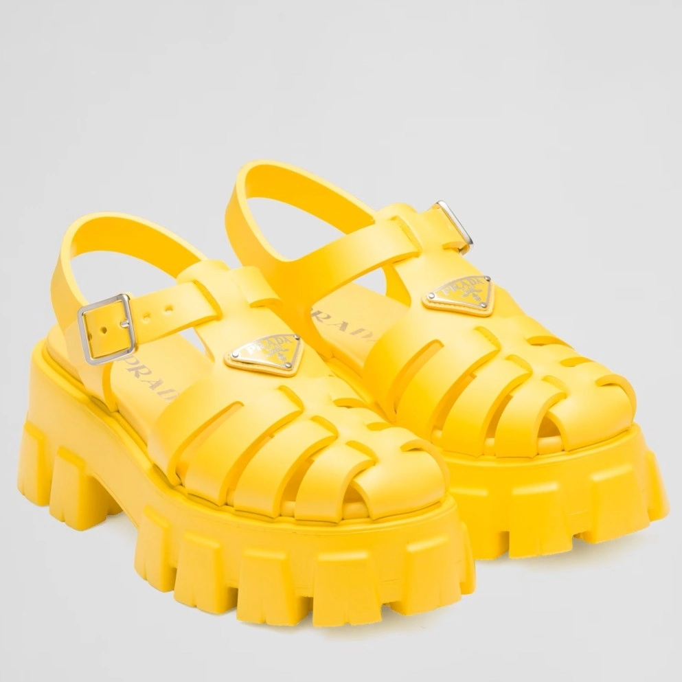 PRADA FOAM SANDALS IN YELLOW RUBBER - PSD006