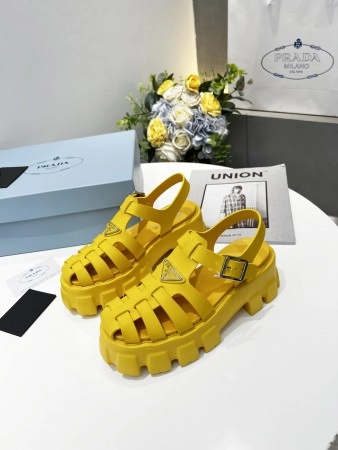 PRADA FOAM SANDALS IN YELLOW RUBBER - PSD006
