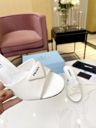PRADA HEELED SANDALS 75MM IN WHITE BRUSHED LEATHER - PSD016