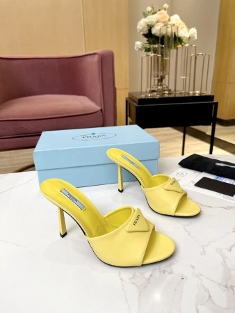 PRADA HEELED SANDALS 75MM IN YELLOW BRUSHED LEATHER - PSD015