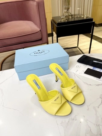 PRADA HEELED SANDALS 75MM IN YELLOW BRUSHED LEATHER - PSD015