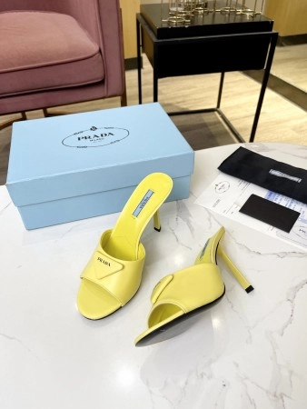 PRADA HEELED SANDALS 75MM IN YELLOW BRUSHED LEATHER - PSD015