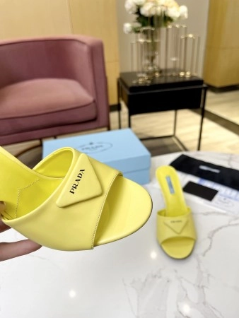 PRADA HEELED SANDALS 75MM IN YELLOW BRUSHED LEATHER - PSD015