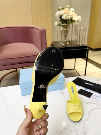 PRADA HEELED SANDALS 75MM IN YELLOW BRUSHED LEATHER - PSD015