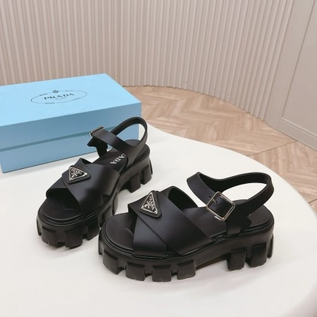 PRADA MONOLITH SANDALS IN BLACK RUBBER - PSD021