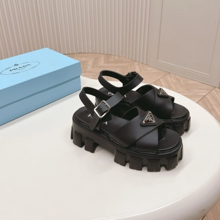 PRADA MONOLITH SANDALS IN BLACK RUBBER - PSD021
