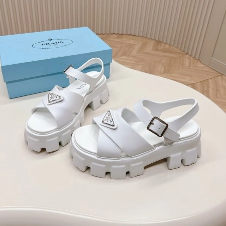 PRADA MONOLITH SANDALS IN WHITE RUBBER - PSD022