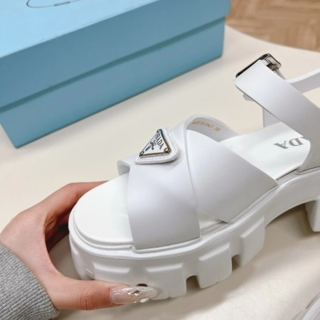 PRADA MONOLITH SANDALS IN WHITE RUBBER - PSD022