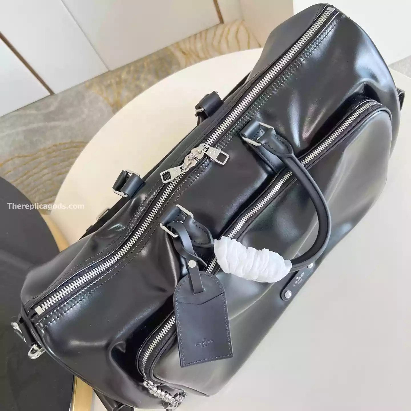 KEEPALL CARGO BANDOULIERE 50 BAG BLACK CALF LEATHER - LW308 KEEPALL CARGO BANDOULIERE 50 BAG BLACK CALF LEATHER