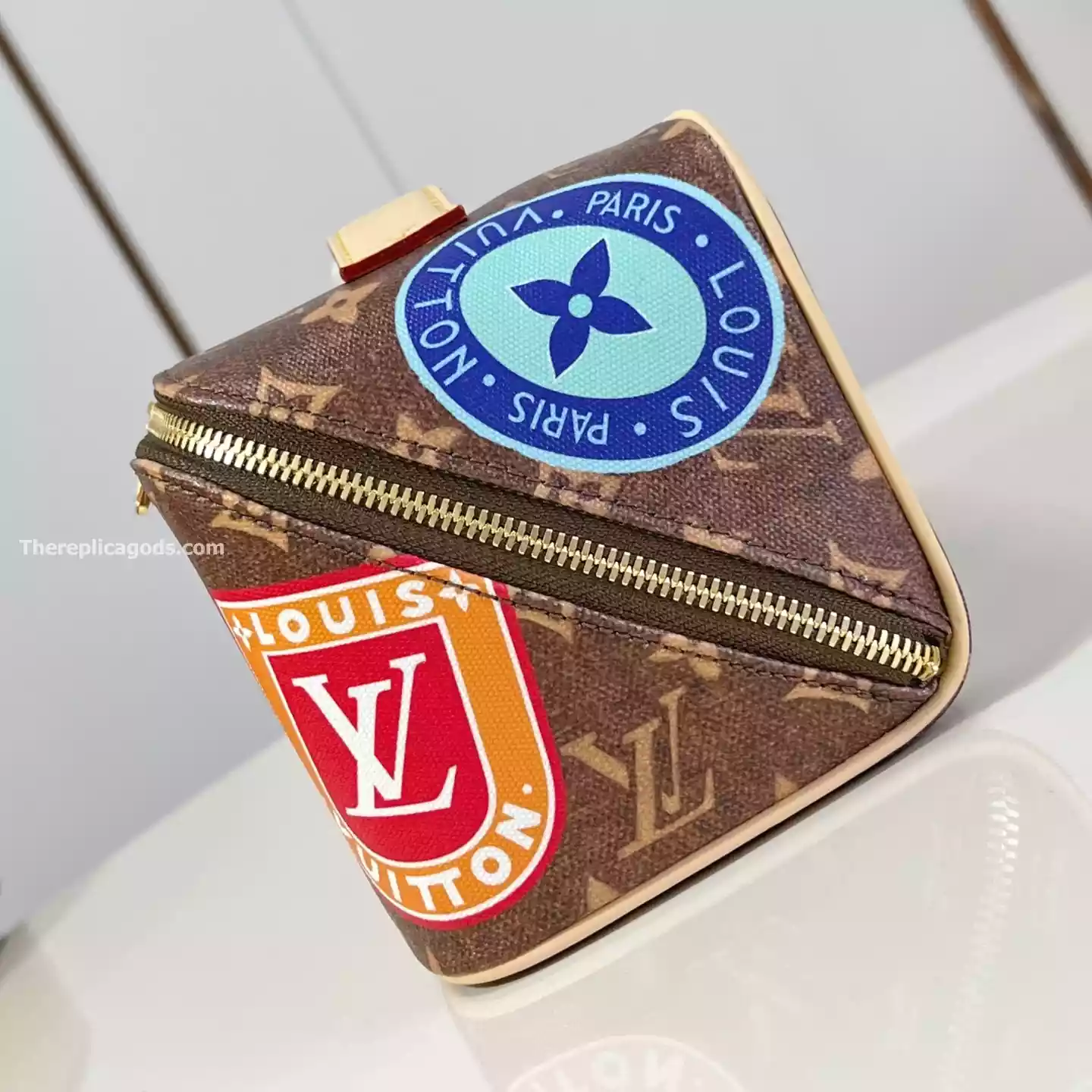 TOILETRY BAG 2 COMPARTMENTS BROWN MONOGRAM CANVAS - LW296 TOILETRY BAG 2 COMPARTMENTS BROWN MONOGRAM CANVAS