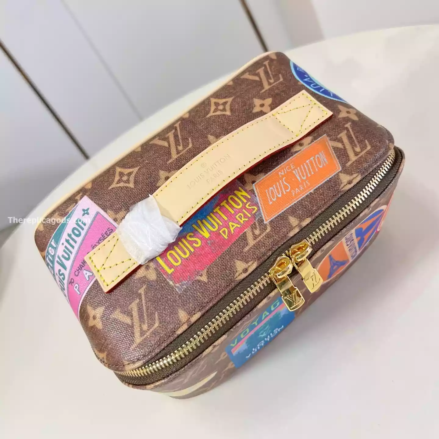 TOILETRY BAG 2 COMPARTMENTS BROWN MONOGRAM CANVAS - LW296 TOILETRY BAG 2 COMPARTMENTS BROWN MONOGRAM CANVAS