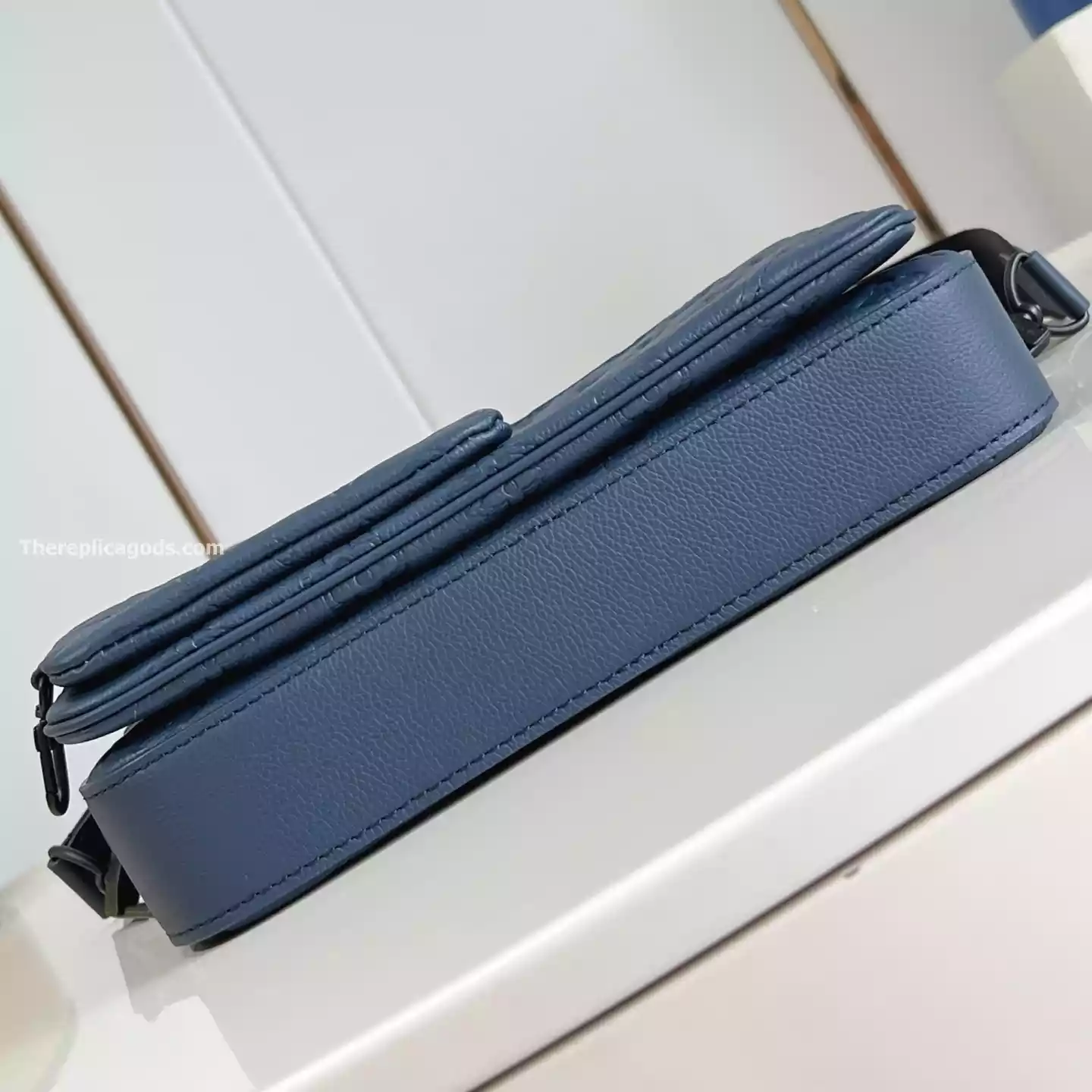 TRIO MESSENGER BAG NAVY BLUE MONOGRAM SHADOW - LW312 TRIO MESSENGER BAG NAVY BLUE MONOGRAM SHADOW