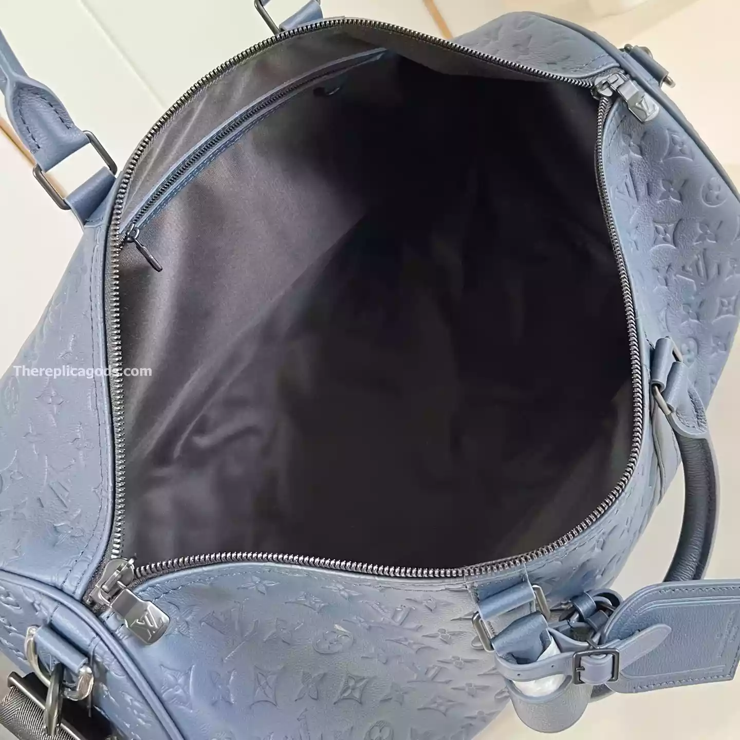 KEEPALL BANDOULIERE 50 BAG NAVY BLUE MONOGRAM SHADOW - LW313 KEEPALL BANDOULIERE 50 BAG NAVY BLUE MONOGRAM SHADOW