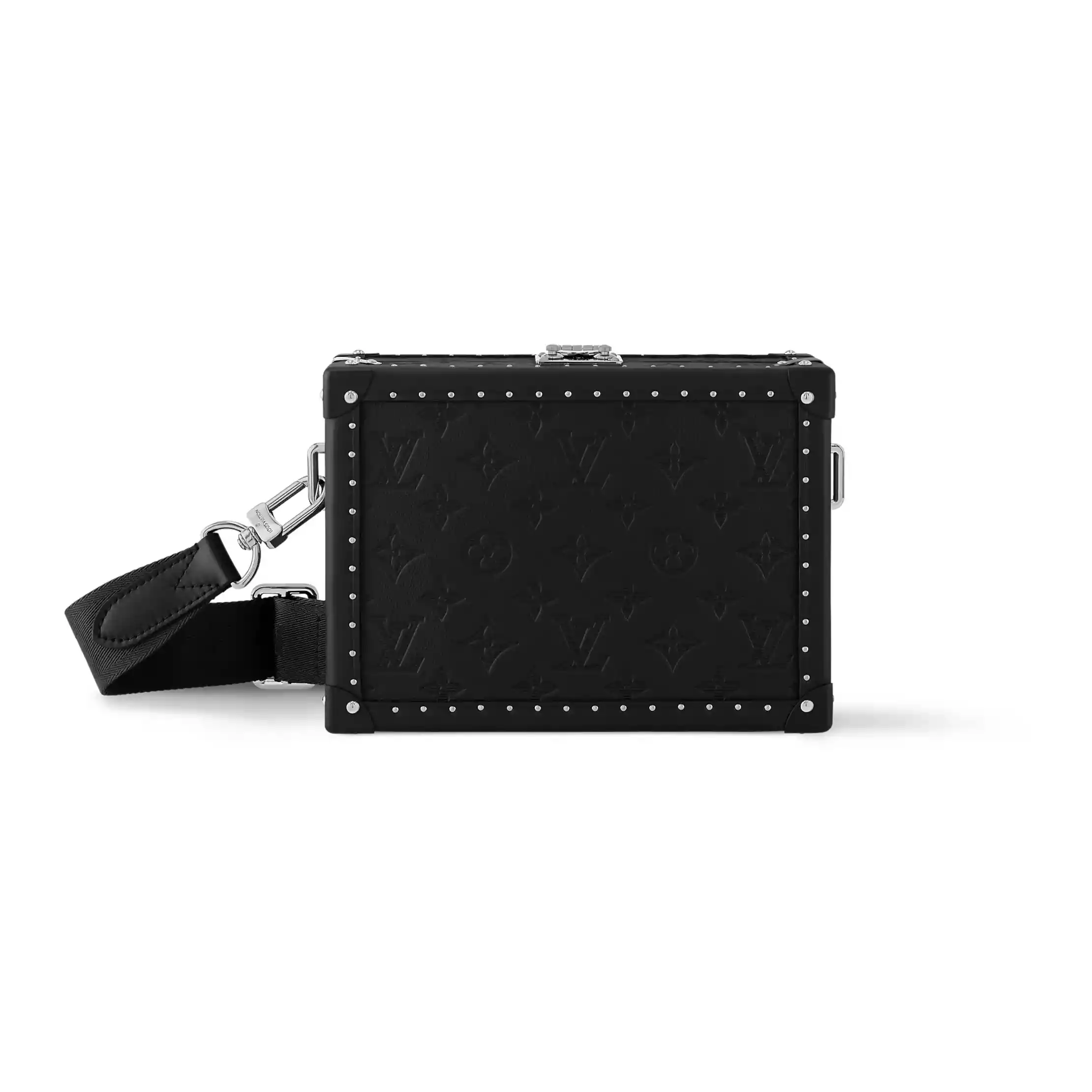 CLUTCH BOX BLACK MONOGRAM SHADOW COWHIDE LEATHER - LW297 CLUTCH BOX BLACK MONOGRAM SHADOW COWHIDE LEATHER