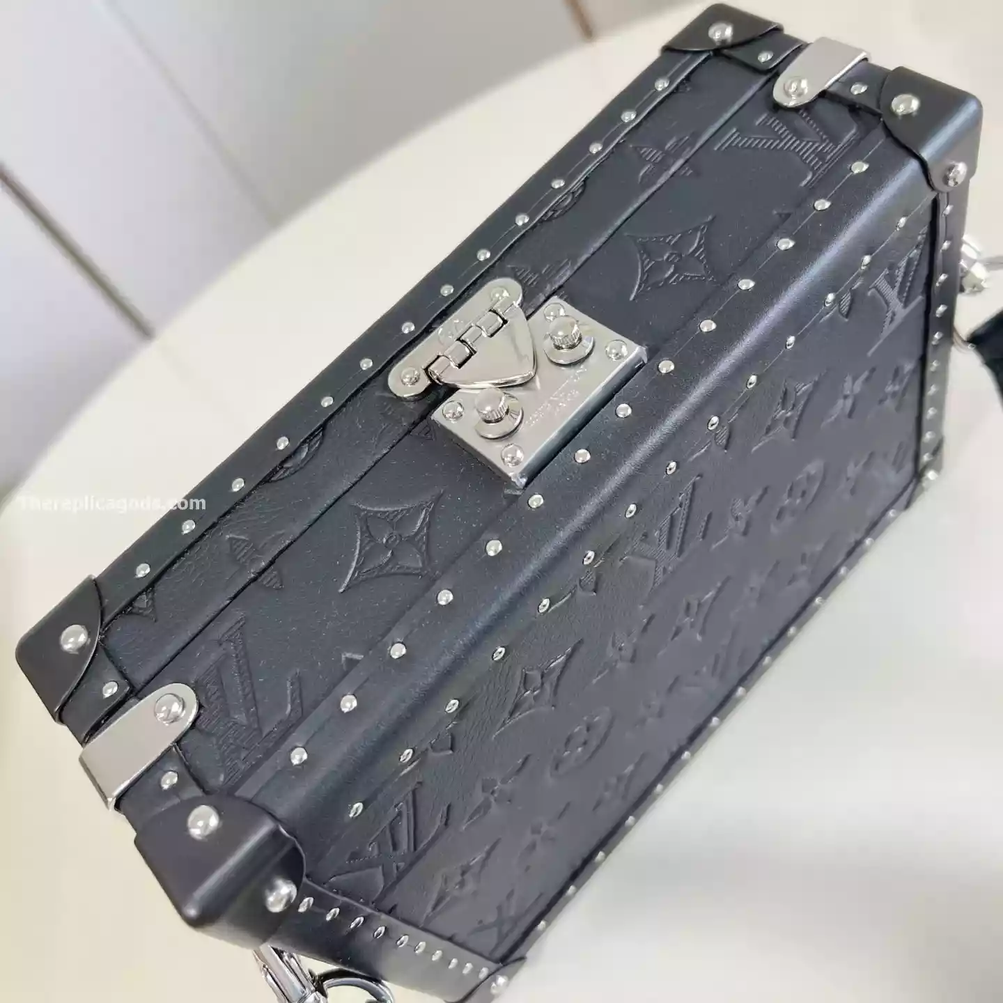 CLUTCH BOX BLACK MONOGRAM SHADOW COWHIDE LEATHER - LW297 CLUTCH BOX BLACK MONOGRAM SHADOW COWHIDE LEATHER