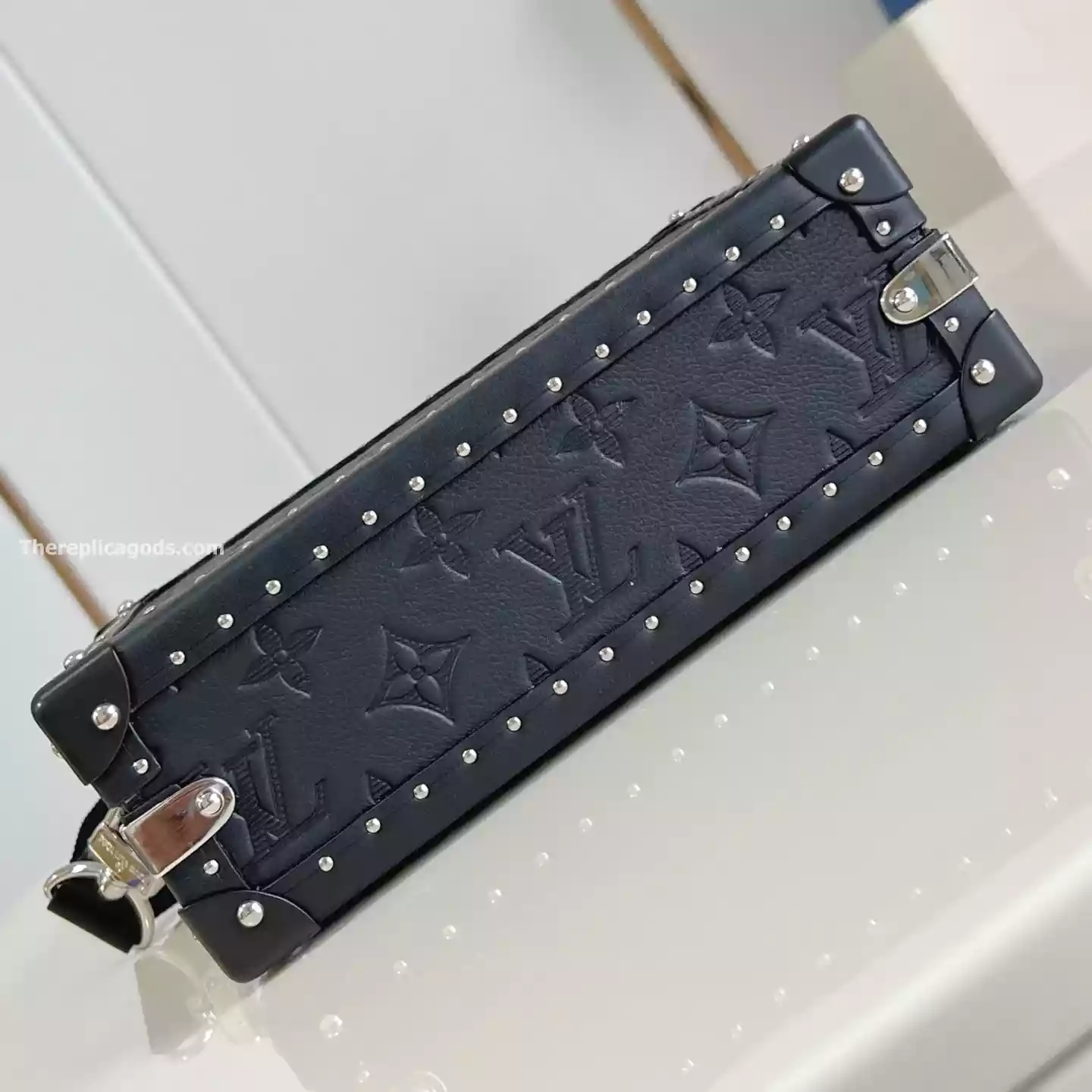 CLUTCH BOX BLACK MONOGRAM SHADOW COWHIDE LEATHER - LW297 CLUTCH BOX BLACK MONOGRAM SHADOW COWHIDE LEATHER