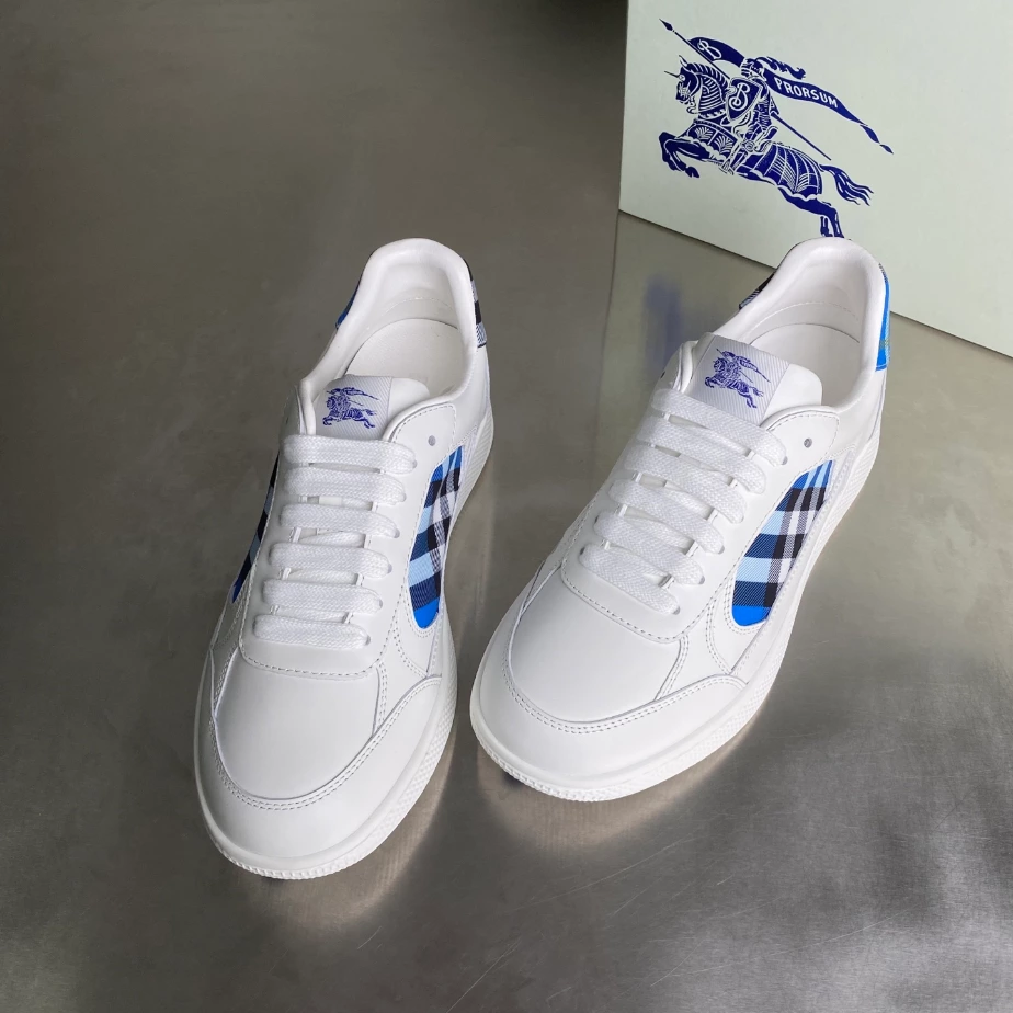 BURBERRY LEATHER AND CHECK TERRACE SNEAKERS - BBR035