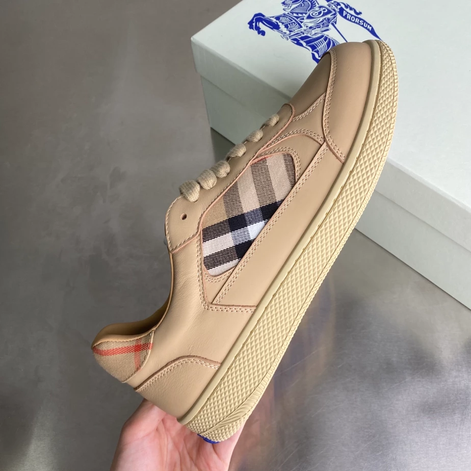 BURBERRY LEATHER AND CHECK TERRACE SNEAKERS - BBR036
