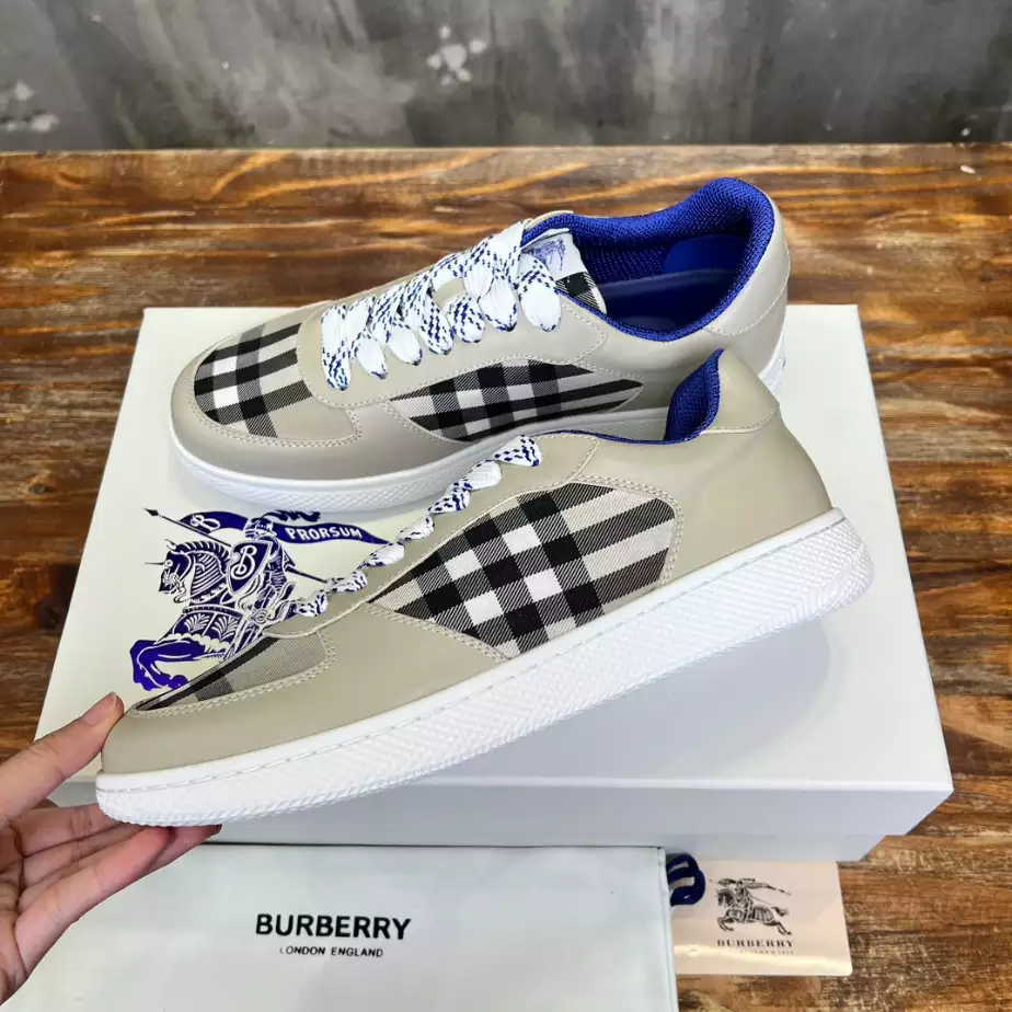 BURBERRY LEATHER AND CHECK TERRACE SNEAKERS - BBR081