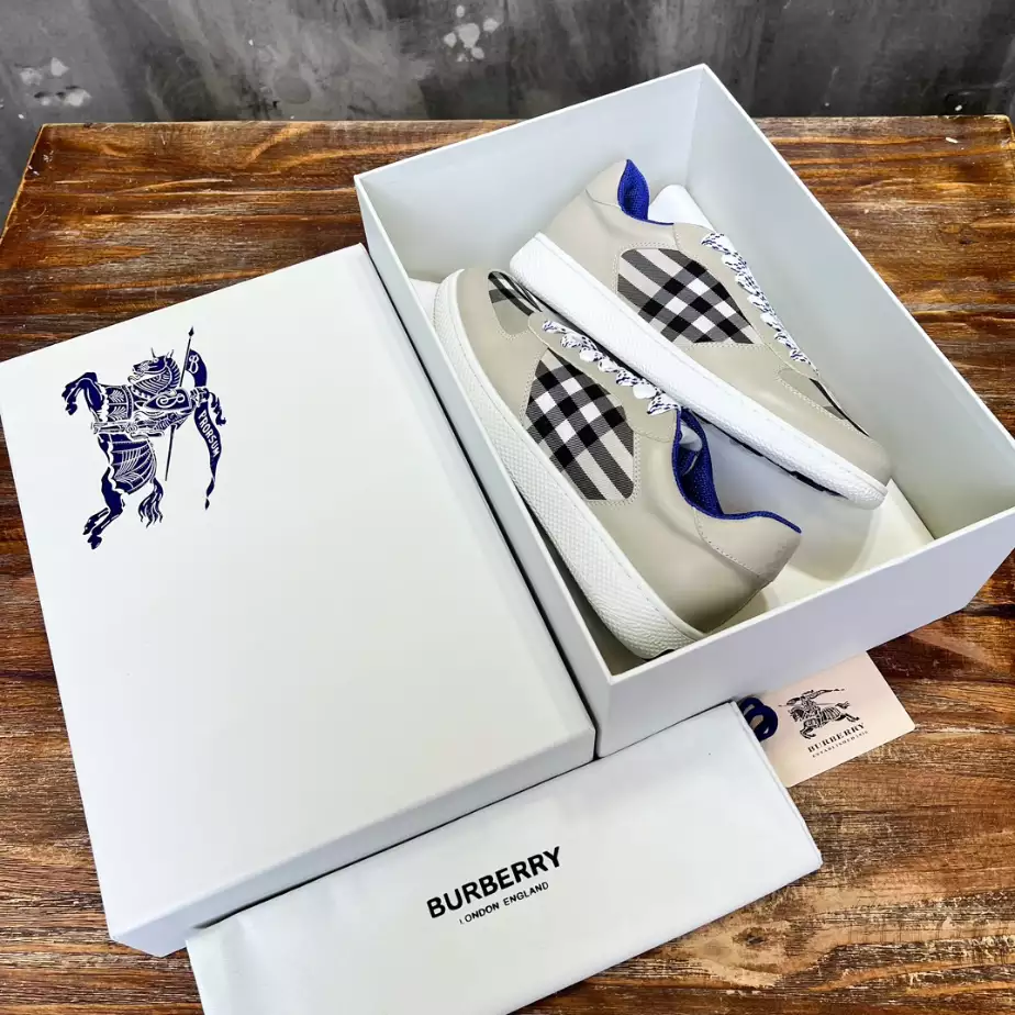BURBERRY LEATHER AND CHECK TERRACE SNEAKERS - BBR081
