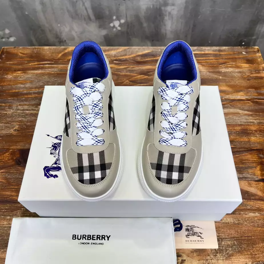 BURBERRY LEATHER AND CHECK TERRACE SNEAKERS - BBR081