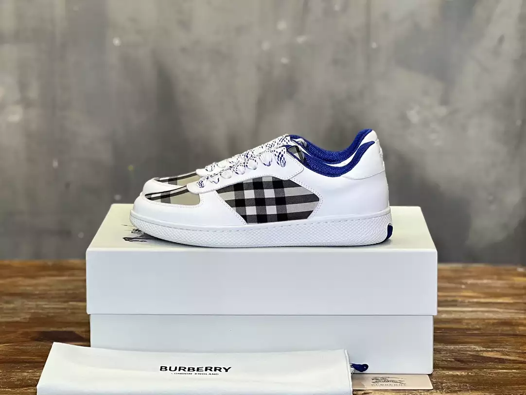 BURBERRY LEATHER AND CHECK TERRACE SNEAKERS - BBR082