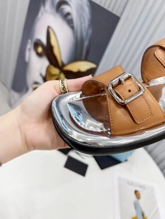 PRADA DOUBLE-STRAP SANDALS IN BROWN LEATHER - PSD041