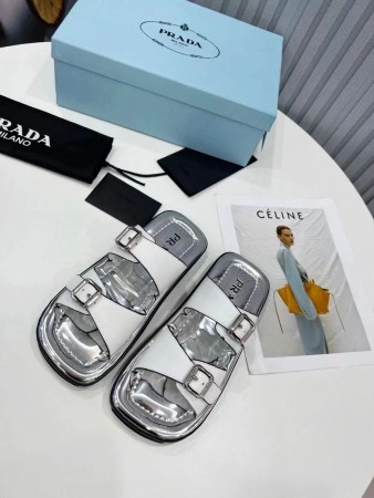 PRADA DOUBLE-STRAP SANDALS IN WHITE LEATHER - PSD045