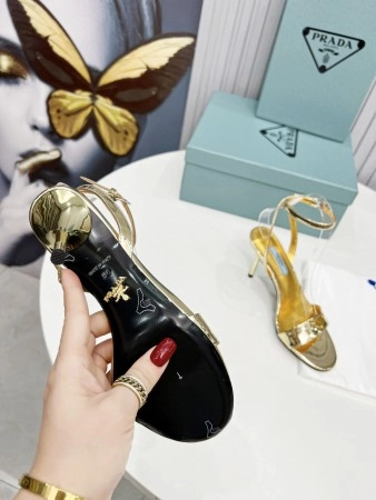 PRADA HEEL SANDALS 85MM IN GOLD METALLIC LEATHER - PSD058