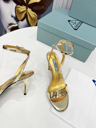 PRADA HEEL SANDALS 85MM IN GOLD METALLIC LEATHER - PSD058