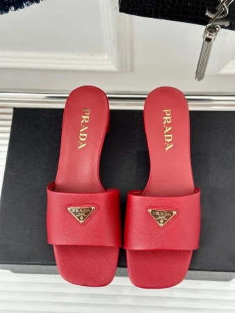 PRADA HEELED SANDALS 35MM IN RED SAFFIANO LEATHER - PSD029
