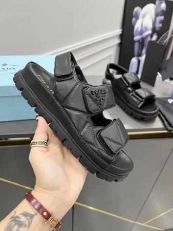 PRADA PADDED SANDALS IN BLACK NAPPA LEATHER - PSD039