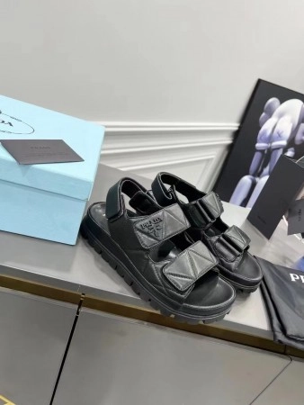 PRADA PADDED SANDALS IN BLACK NAPPA LEATHER - PSD039