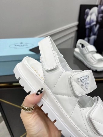 PRADA PADDED SANDALS IN WHITE NAPPA LEATHER - PSD040