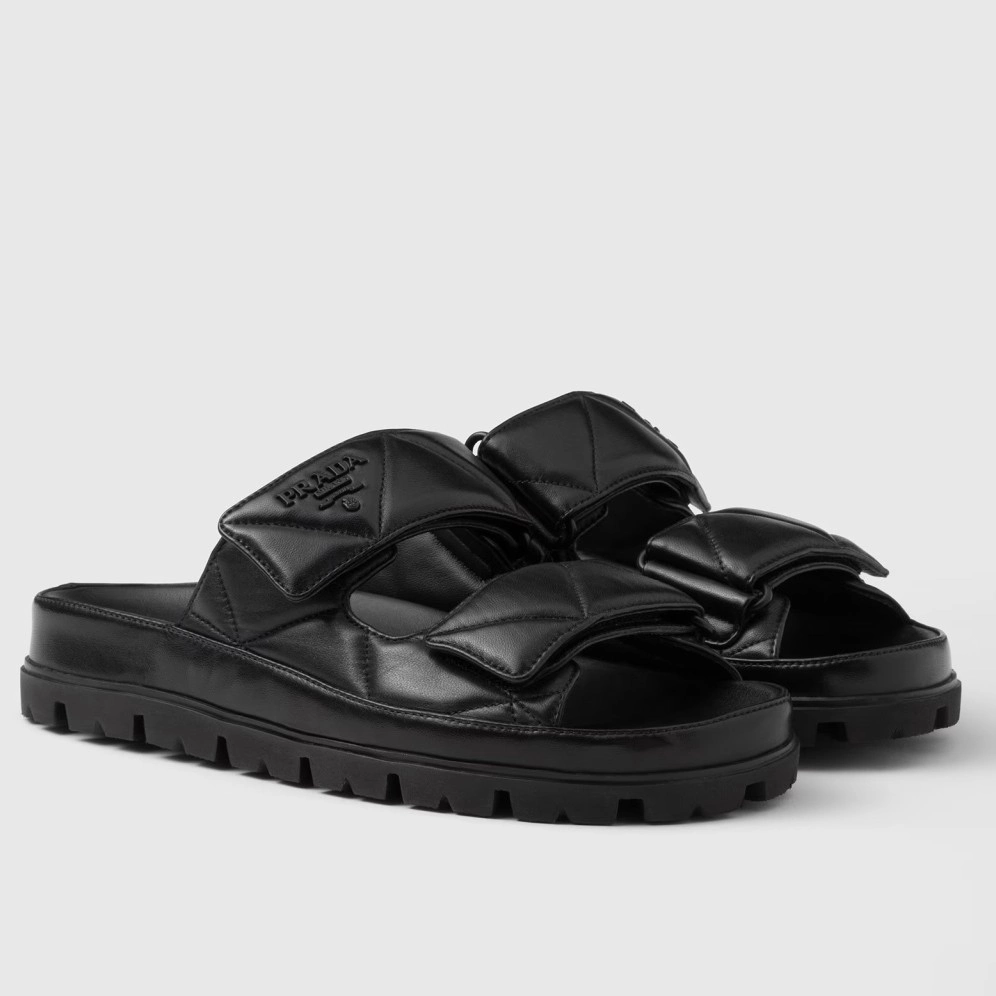 PRADA WOMEN'S SANDALS IN BLACK PADDED NAPPA LEATHER - PSD023