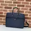 GUCCI OPHIDIA GG CANVAS MEDIUM BRIEFCASE BLUE 2024 - BG086 GUCCI OPHIDIA GG CANVAS MEDIUM BRIEFCASE BLUE 2024