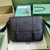GUCCI MEN'S JUMBO GG LEATHER MEDIUM MESSENGER BAG BLACK 2023 - BG091 GUCCI MEN'S JUMBO GG LEATHER MEDIUM MESSENGER BAG BLACK 2023