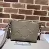 GUCCI MEN'S JUMBO GG LEATHER SMALL MESSENGER BAG GREY 2023 - BG092 GUCCI MEN'S JUMBO GG LEATHER SMALL MESSENGER BAG GREY 2023