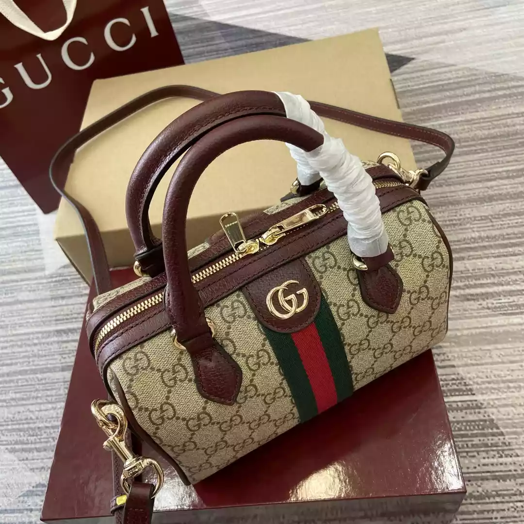 Gucci Savoy medium duffle bag in Beige GG Canva - BG085 Gucci Savoy medium duffle bag in Beige GG Canva